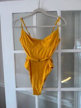 Onia Yellow One-Piece Swimsuit with Belt